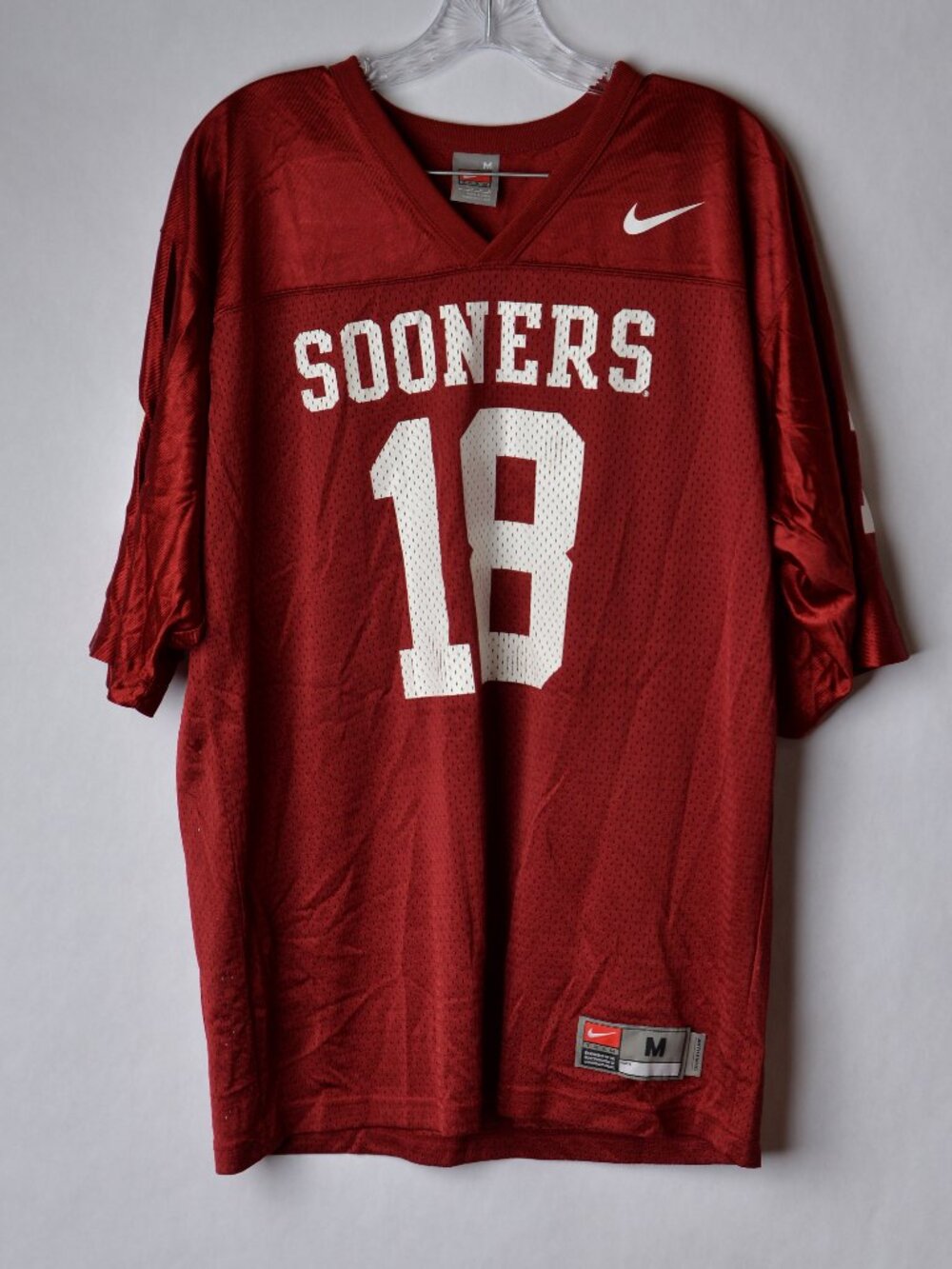 Oklahoma Sooners Jersey Mens Medium Red NCAA Football #18 Nike Mesh Practice